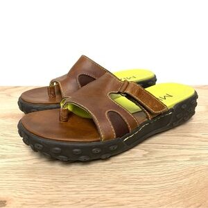 Vintage Y2K MIA Chunky‎ Platform Slide Sandals Size 6.5 Leather Mesh Gorpcore